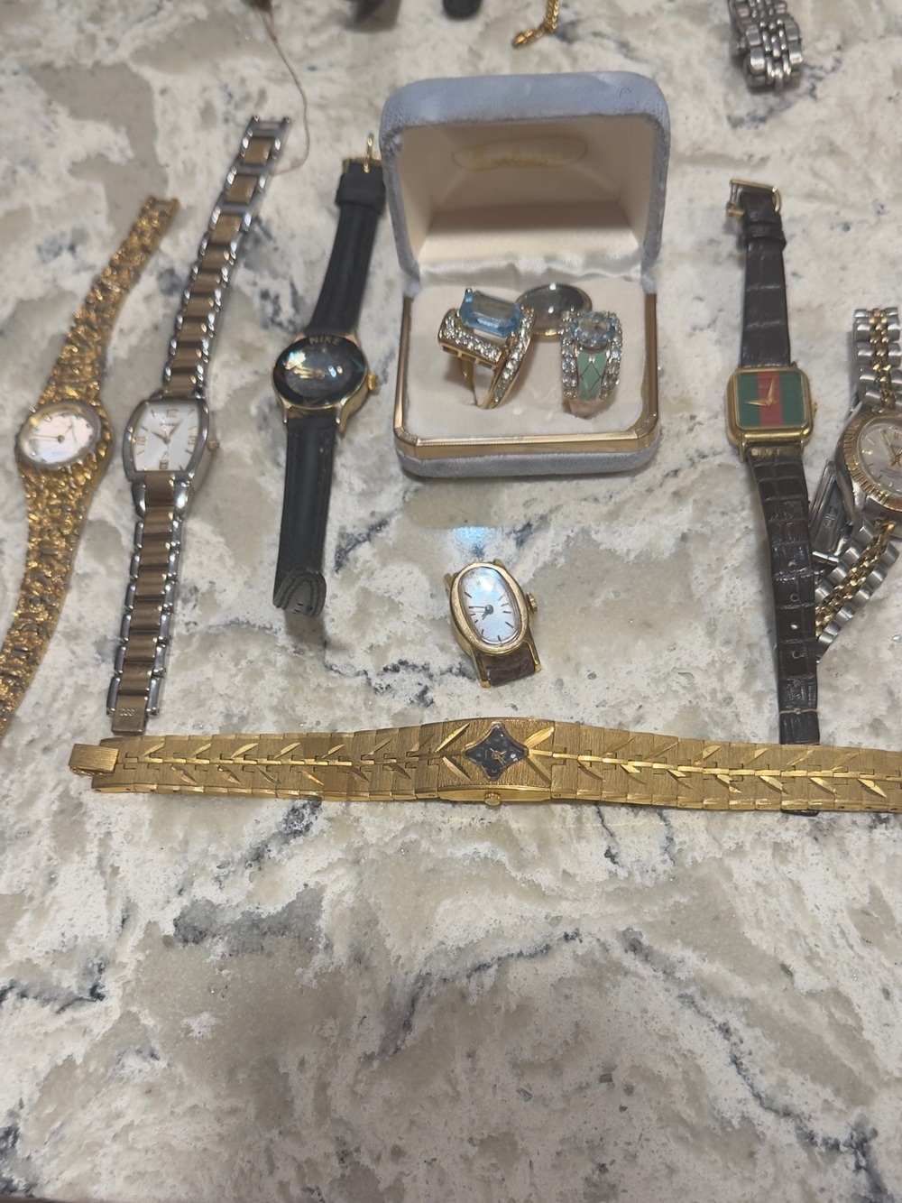 Gold Plated Women's Bracelet - Gold Tone watches ring lot